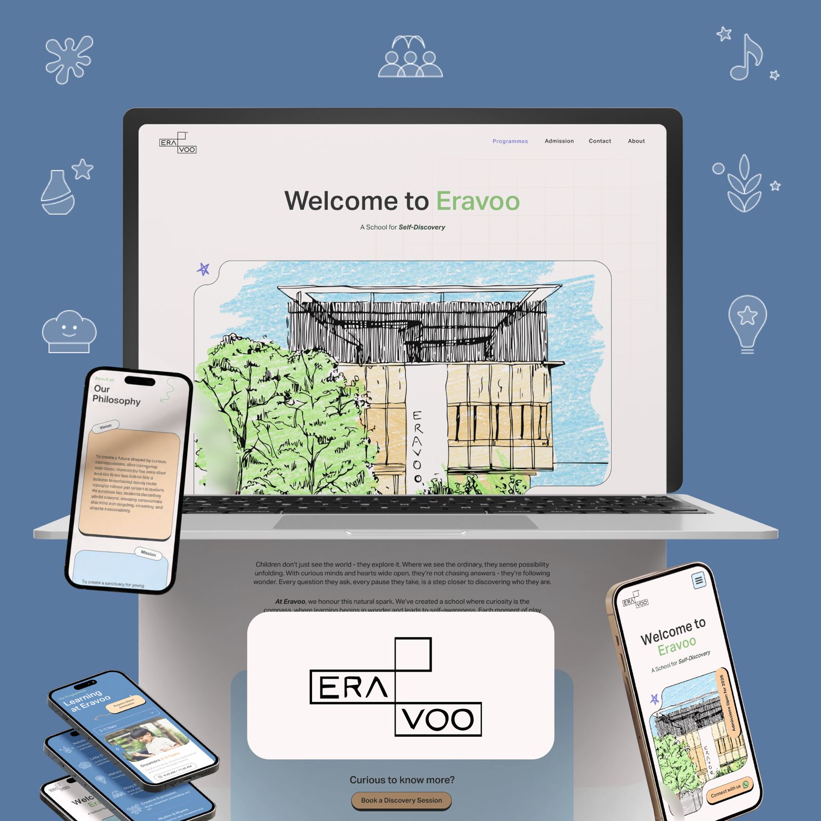 Eravoo school website design by NOW Media, education sector marketing site with programmes, admissions, and campus storytelling